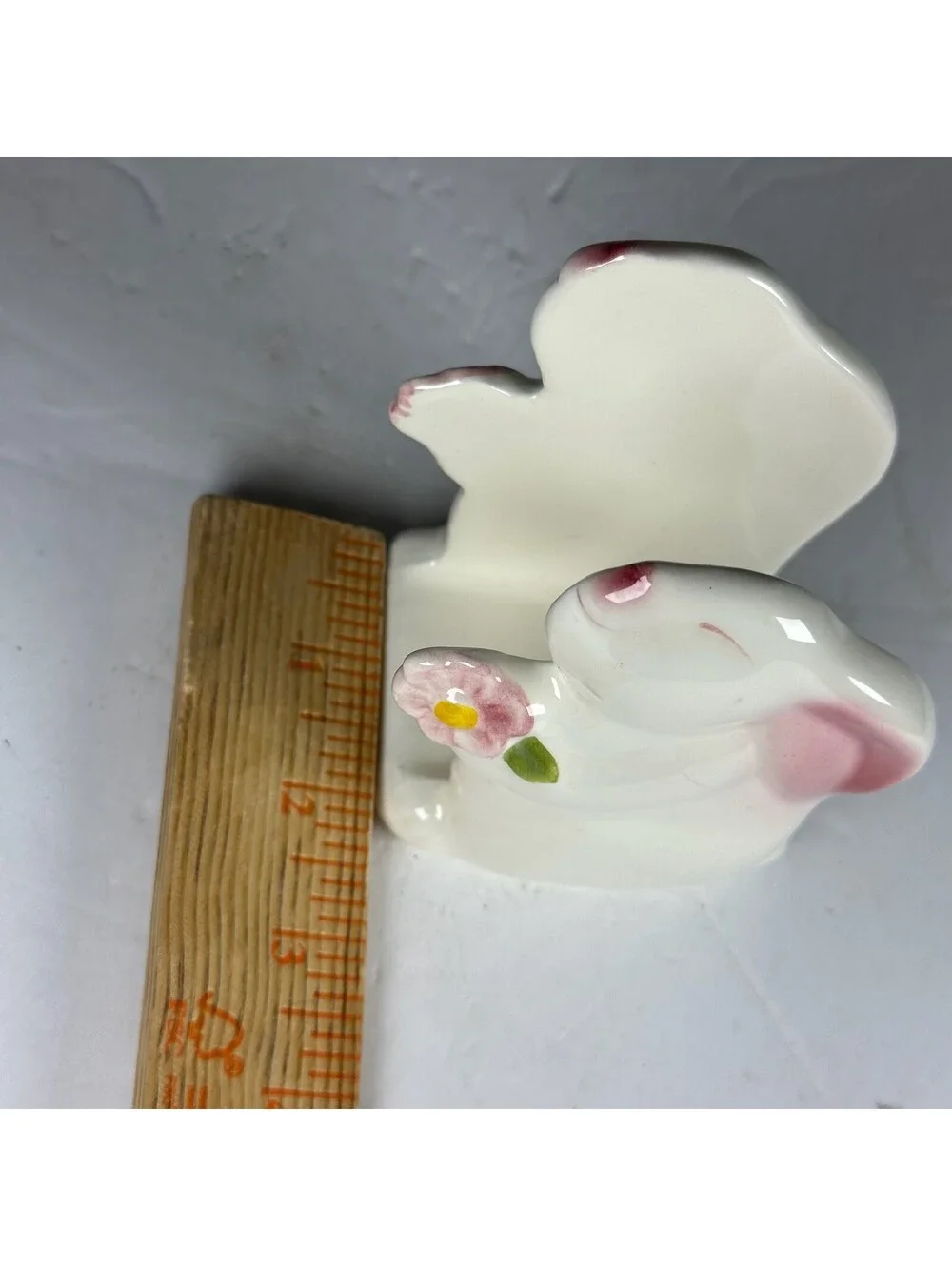 Vintage Ceramic Bunny Rabbit Napkin Holder Floral Design Made in Brazil S-12